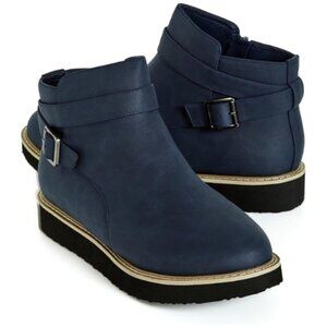 AVENUE Women's Wide Fit Valentina Ankle Boot Fashion Size 7W/ 38 EUR,  NAVY